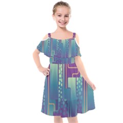 Non Seamless Pattern Background Kids  Cut Out Shoulders Chiffon Dress