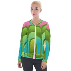 Background Color Texture Bright Velour Zip Up Jacket