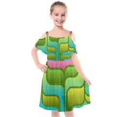 Background Color Texture Bright Kids  Cut Out Shoulders Chiffon Dress