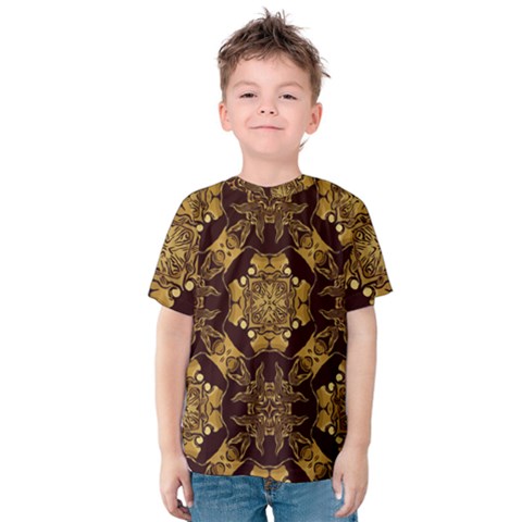 Gold Black Book Cover Ornate Kids  Cotton Tee by Pakrebo