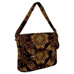 Gold Black Book Cover Ornate Buckle Messenger Bag by Pakrebo