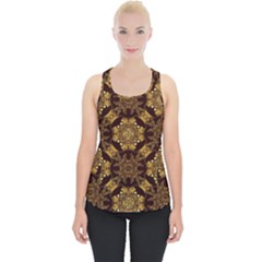 Gold Black Book Cover Ornate Piece Up Tank Top by Pakrebo