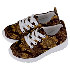 Gold Black Book Cover Ornate Kids  Lightweight Sports Shoes by Pakrebo