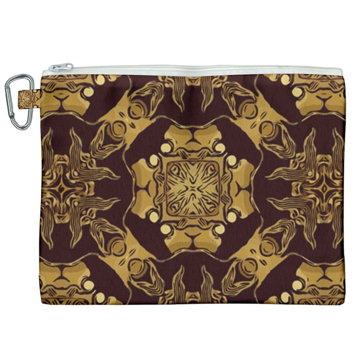 Gold Black Book Cover Ornate Canvas Cosmetic Bag (XXL)