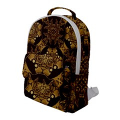 Gold Black Book Cover Ornate Flap Pocket Backpack (large) by Pakrebo