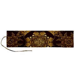 Gold Black Book Cover Ornate Roll Up Canvas Pencil Holder (l)