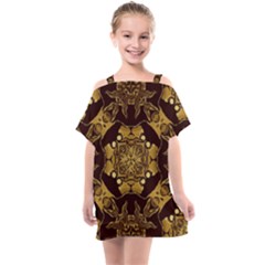 Gold Black Book Cover Ornate Kids  One Piece Chiffon Dress