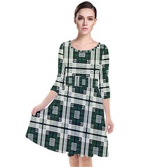 Pattern Design Texture Fashion Quarter Sleeve Waist Band Dress