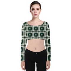 Pattern Design Texture Fashion Velvet Long Sleeve Crop Top by Pakrebo