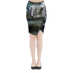 Sea Island Castle Landscape Midi Wrap Pencil Skirt by Pakrebo