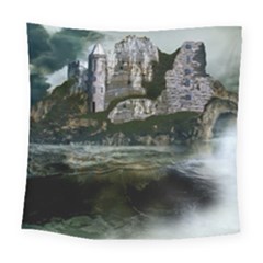 Sea Island Castle Landscape Square Tapestry (large) by Pakrebo