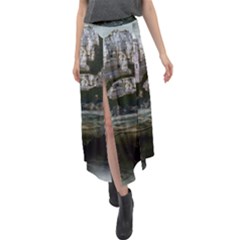 Sea Island Castle Landscape Velour Split Maxi Skirt