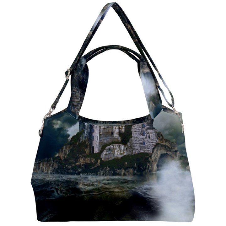 Sea Island Castle Landscape Double Compartment Shoulder Bag