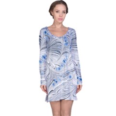 Marbled Paper Mottle Color Movement Long Sleeve Nightdress by Pakrebo