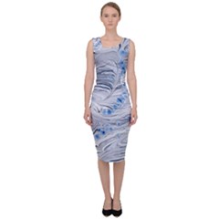 Marbled Paper Mottle Color Movement Sleeveless Pencil Dress by Pakrebo