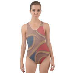 Background Abstract Non Seamless Cut-out Back One Piece Swimsuit by Pakrebo