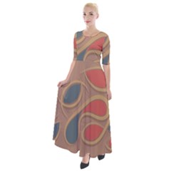 Background Abstract Non Seamless Half Sleeves Maxi Dress