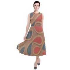 Background Abstract Non Seamless Round Neck Boho Dress