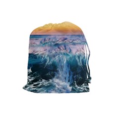 Sea Waves Ocean Water Beach Surf Drawstring Pouch (large) by Pakrebo