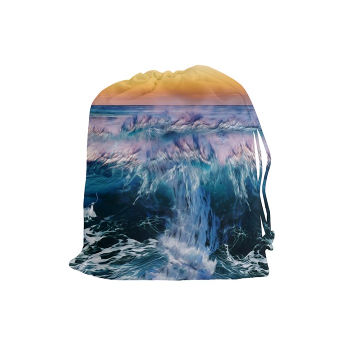 Sea Waves Ocean Water Beach Surf Drawstring Pouch (Large)