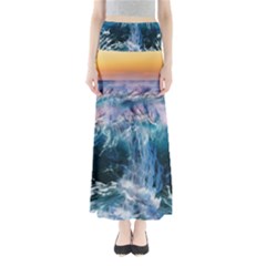 Sea Waves Ocean Water Beach Surf Full Length Maxi Skirt by Pakrebo