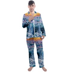 Sea Waves Ocean Water Beach Surf Men s Satin Pajamas Long Pants Set by Pakrebo