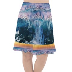 Sea Waves Ocean Water Beach Surf Fishtail Chiffon Skirt