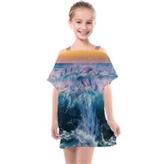 Sea Waves Ocean Water Beach Surf Kids  One Piece Chiffon Dress