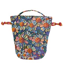 Daisies Flowers Colorful Garden Drawstring Bucket Bag by Pakrebo