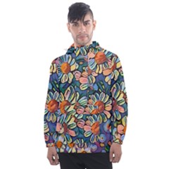 Daisies Flowers Colorful Garden Men s Front Pocket Pullover Windbreaker