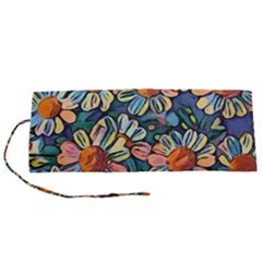 Daisies Flowers Colorful Garden Roll Up Canvas Pencil Holder (s)