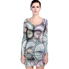 Compass Direction North South East Long Sleeve Bodycon Dress by Pakrebo