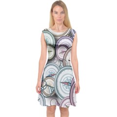 Compass Direction North South East Capsleeve Midi Dress by Pakrebo