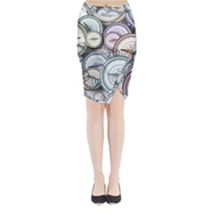 Compass Direction North South East Midi Wrap Pencil Skirt by Pakrebo