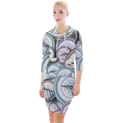 Compass Direction North South East Quarter Sleeve Hood Bodycon Dress by Pakrebo