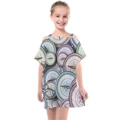 Compass Direction North South East Kids  One Piece Chiffon Dress by Pakrebo