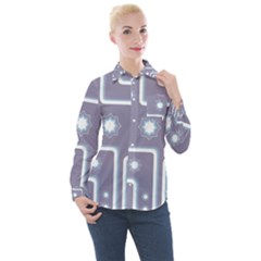 Pattern Non Seamless Background Women s Long Sleeve Pocket Shirt