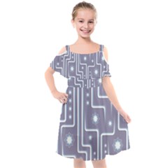 Pattern Non Seamless Background Kids  Cut Out Shoulders Chiffon Dress