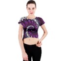 Fractal Background Swirl Art Skull Crew Neck Crop Top View1