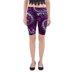 Fractal Background Swirl Art Skull Yoga Cropped Leggings by Pakrebo