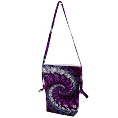 Fractal Background Swirl Art Skull Folding Shoulder Bag by Pakrebo