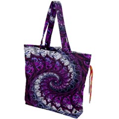 Fractal Background Swirl Art Skull Drawstring Tote Bag by Pakrebo