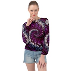 Fractal Background Swirl Art Skull Banded Bottom Chiffon Top