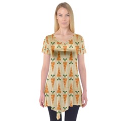 Patter Carrot Pattern Carrot Print Short Sleeve Tunic  by Pakrebo