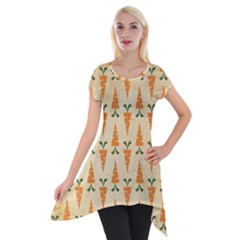 Patter Carrot Pattern Carrot Print Short Sleeve Side Drop Tunic by Pakrebo