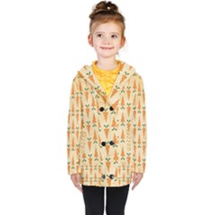 Patter Carrot Pattern Carrot Print Kids  Double Breasted Button Coat