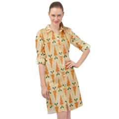 Patter Carrot Pattern Carrot Print Long Sleeve Mini Shirt Dress by Pakrebo