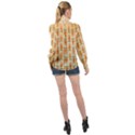 Patter Carrot Pattern Carrot Print High Neck Long Sleeve Chiffon Top View2