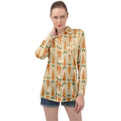 Patter Carrot Pattern Carrot Print Long Sleeve Satin Shirt