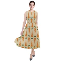 Patter Carrot Pattern Carrot Print Round Neck Boho Dress